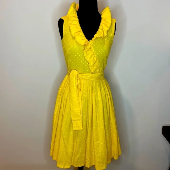 Dresses | 5s60s Vintage Dress Yellow Polka Dot Xs | Poshmark